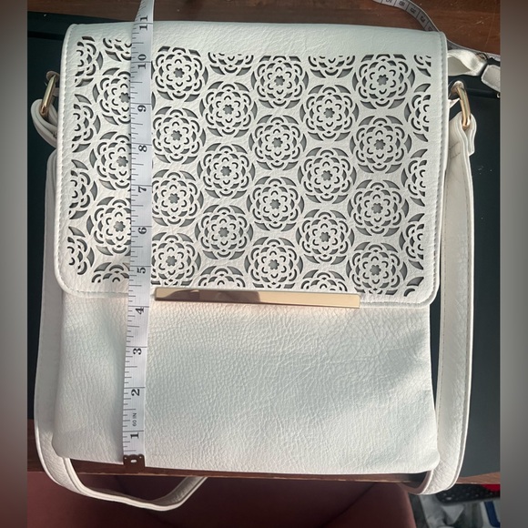 Bosalina Perforated Style Crossbody Bag Purse White - Picture 13 of 13